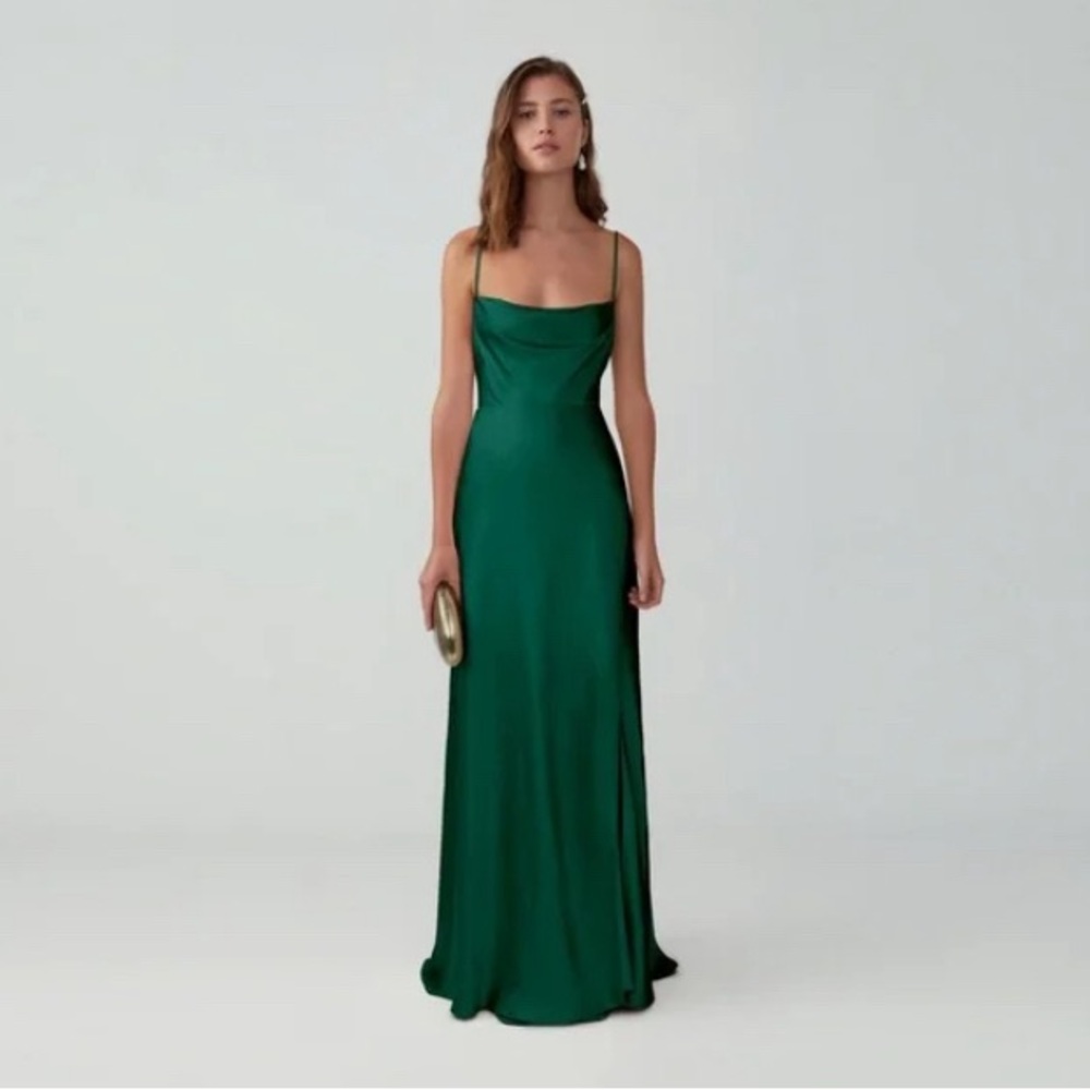 Fame and partners size 0 maxi dress forest green formal wedding